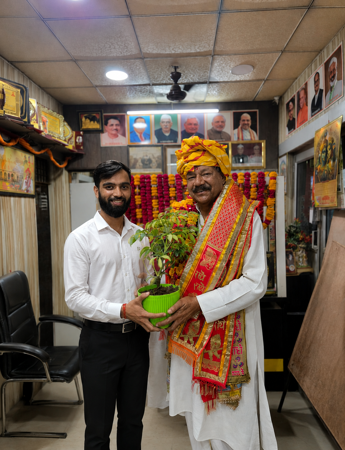 Vansh Srivastava meeting Pooran Prakash, MLA of Baldev Assembly Constituency, Mathura